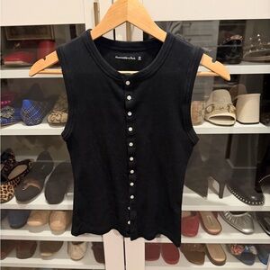 Abercrombie & Fitch Black Sleeveless Ribbed Top